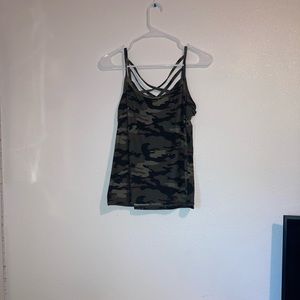Justify camo tank top w/ cross detailing on back. Size XL. Perfect Condition.